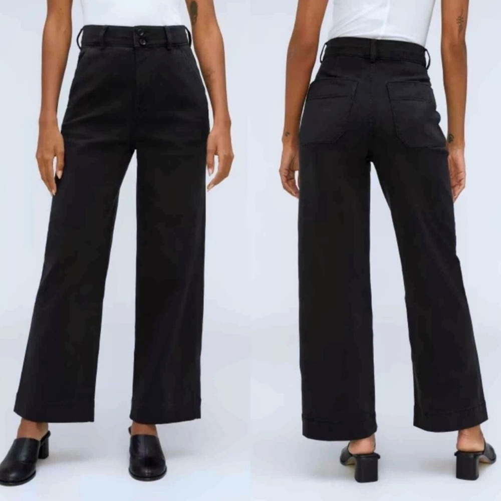 Everlane The Organic Wide-Leg Crop Casual Pant in Black NWT Size 2 #149
